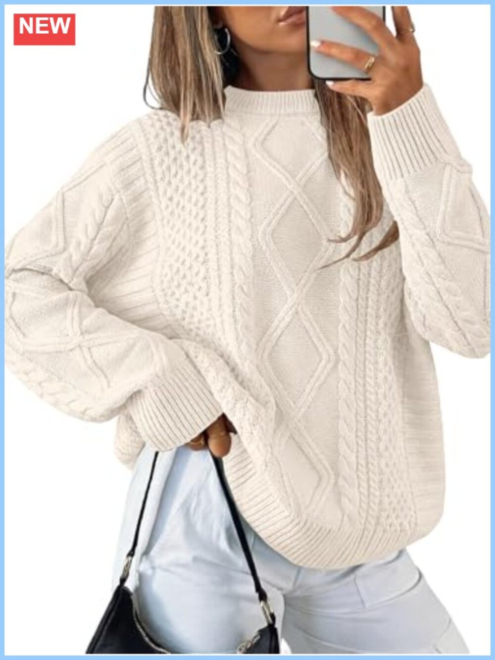 Oversized Cable Knit Pullover Sweater for Women Fall Winter 100% Acrylic